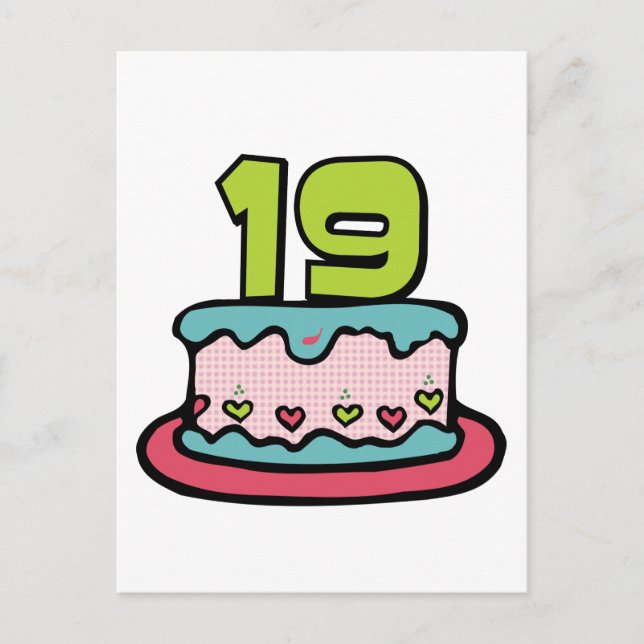 Carte Postale Gâteau d'anniversaire 19 ans (Devant)