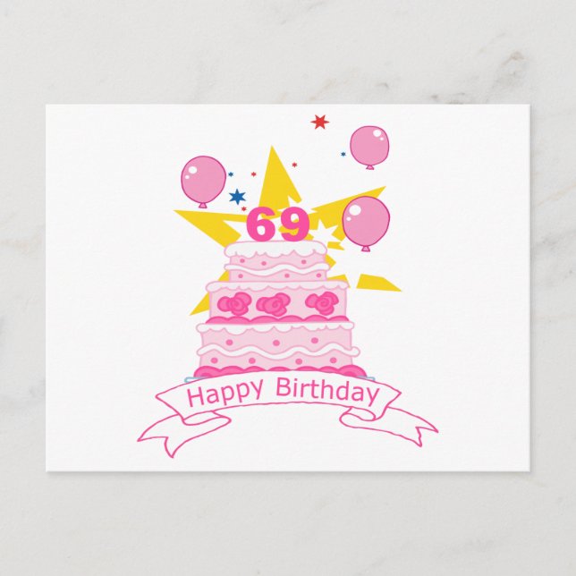 Carte Postale Gâteau d'anniversaire 69 ans (Devant)