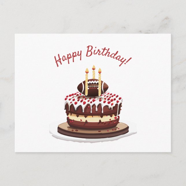Carte Postale Gâteau d'anniversaire avec football américain (Devant)