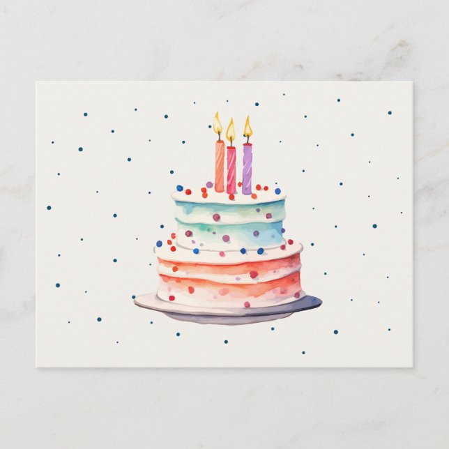 Carte Postale Gâteau d'anniversaire coloré (Devant)