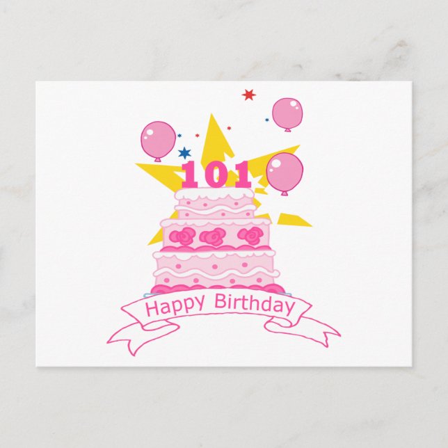 Carte Postale Gâteau d'anniversaire de 101 ans (Devant)