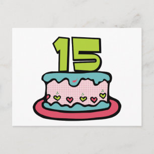 Carte Postale Gâteau d'anniversaire de 15 ans