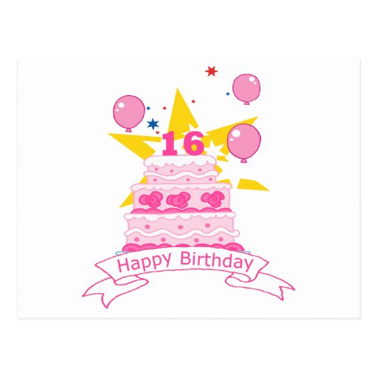 Carte Postale Gateau D Anniversaire De 16 Ans Zazzle Fr