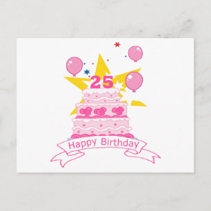 Carte Postale Gâteau d'anniversaire de 25 ans