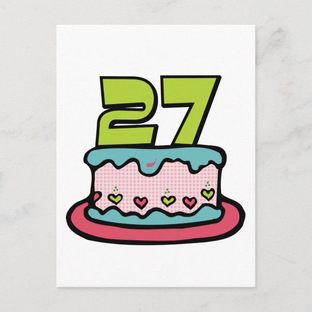 Carte Postale Gâteau d'anniversaire de 27 ans (Devant)