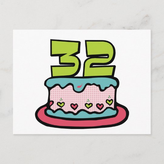 Carte Postale Gateau D Anniversaire De 32 Ans Zazzle Fr