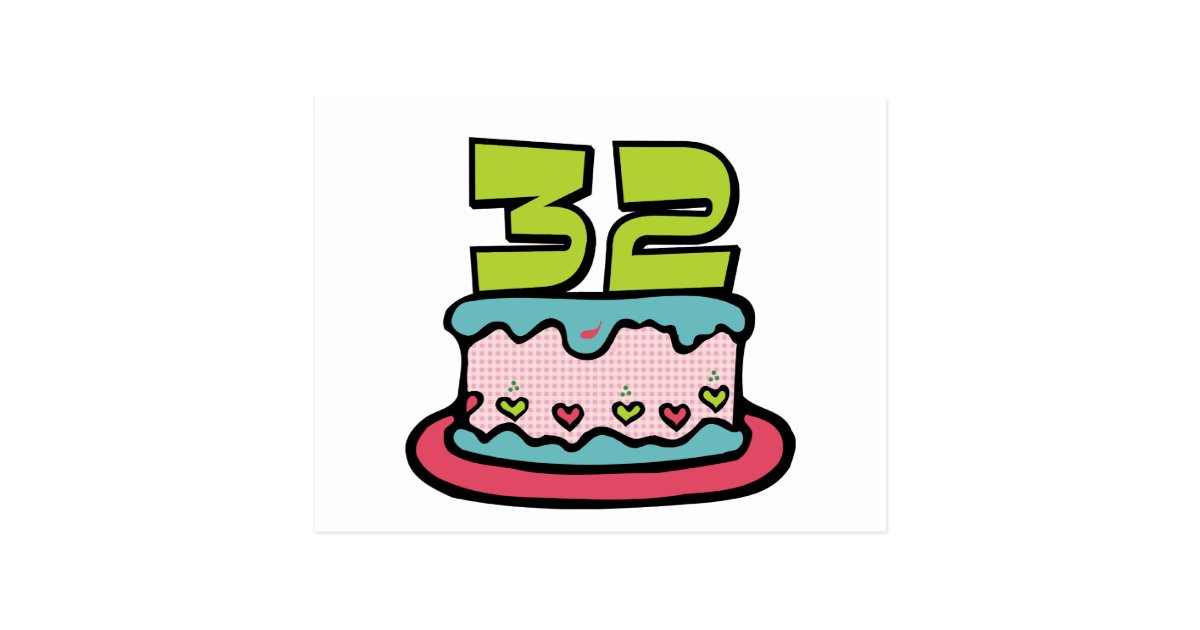 Carte Postale Gateau D Anniversaire De 32 Ans Zazzle Fr