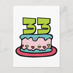 Carte Postale Gâteau d'anniversaire de 33 ans