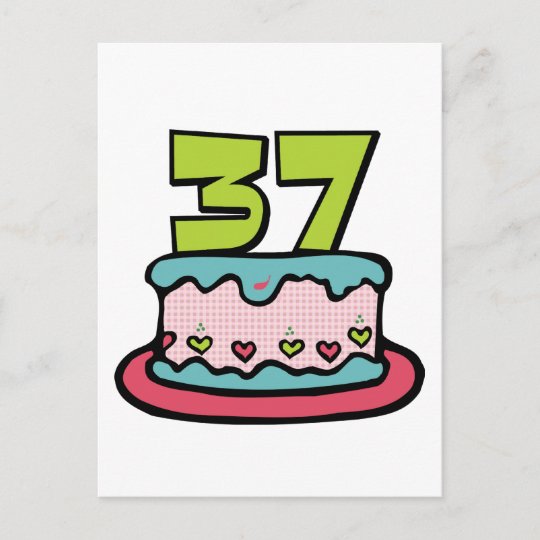 Carte Postale Gateau D Anniversaire De 37 Ans Zazzle Fr