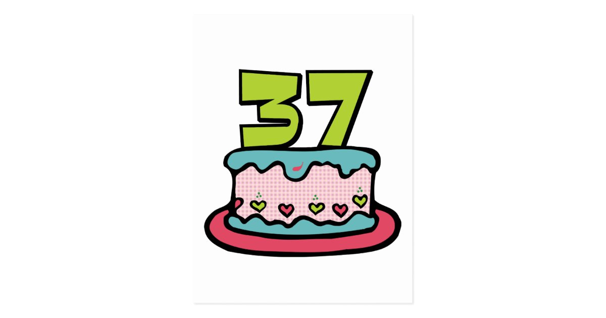 Carte Postale Gateau D Anniversaire De 37 Ans Zazzle Fr