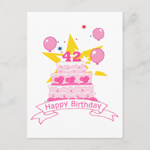 Carte Postale Gâteau d'anniversaire de 42 ans