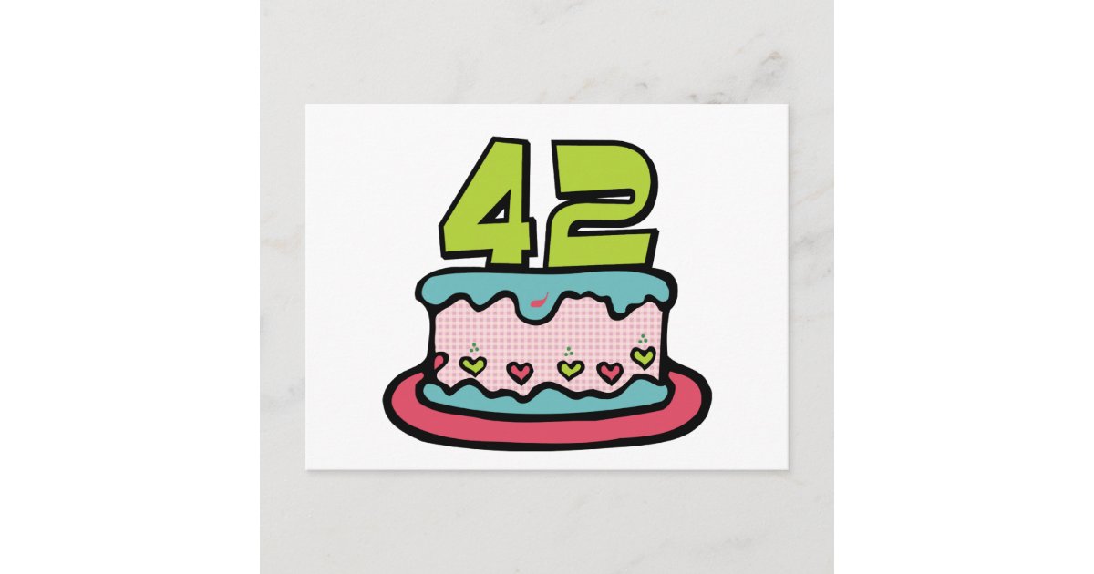 Carte Postale Gateau D Anniversaire De 42 Ans Zazzle Fr