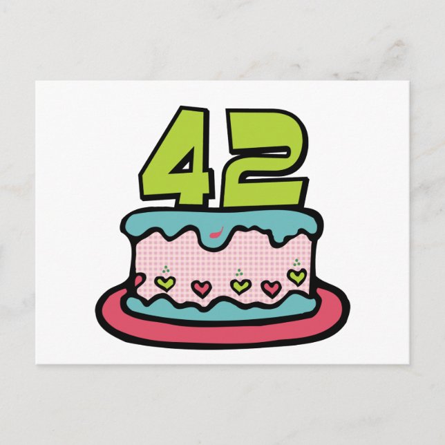 Carte Postale Gâteau d'anniversaire de 42 ans (Devant)