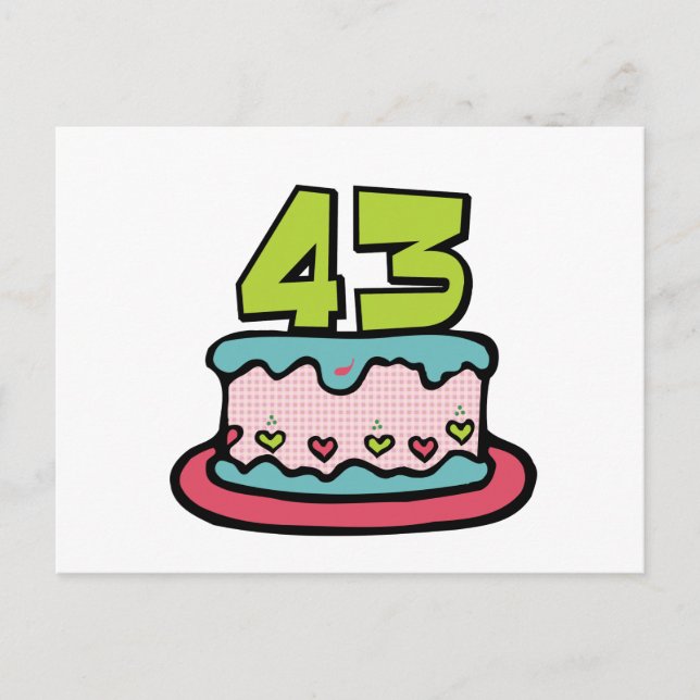 Carte Postale Gâteau d'anniversaire de 43 ans (Devant)