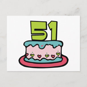 Carte Postale Gâteau d'anniversaire de 51 ans