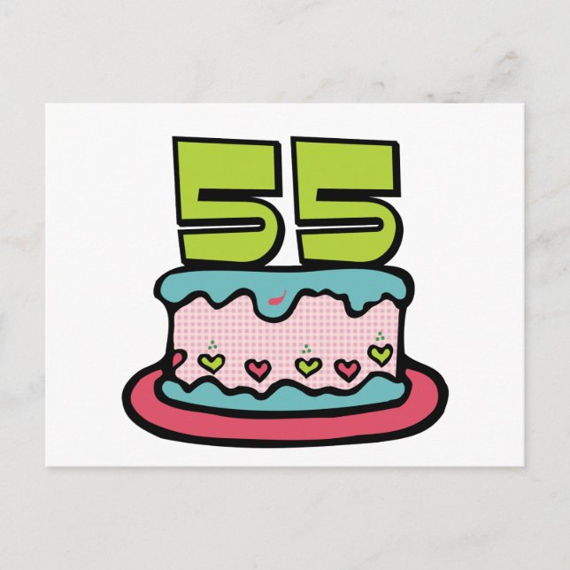 Carte Postale Gâteau d'anniversaire de 55 ans (Devant)