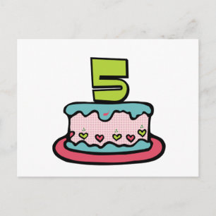 Carte Postale Gâteau d'anniversaire de 5 ans
