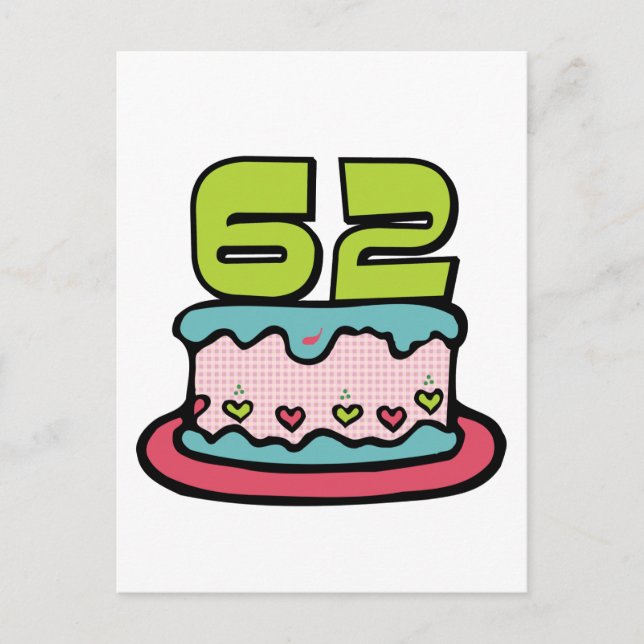 Carte Postale Gâteau d'anniversaire de 62 ans (Devant)