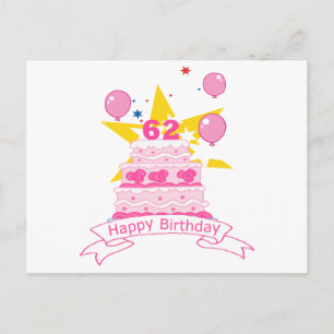 Carte Postale Gâteau d'anniversaire de 62 ans