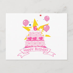 Carte Postale Gâteau d'anniversaire de 6 ans