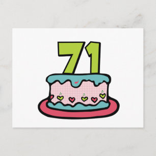 Carte Postale Gâteau d'anniversaire de 71 ans