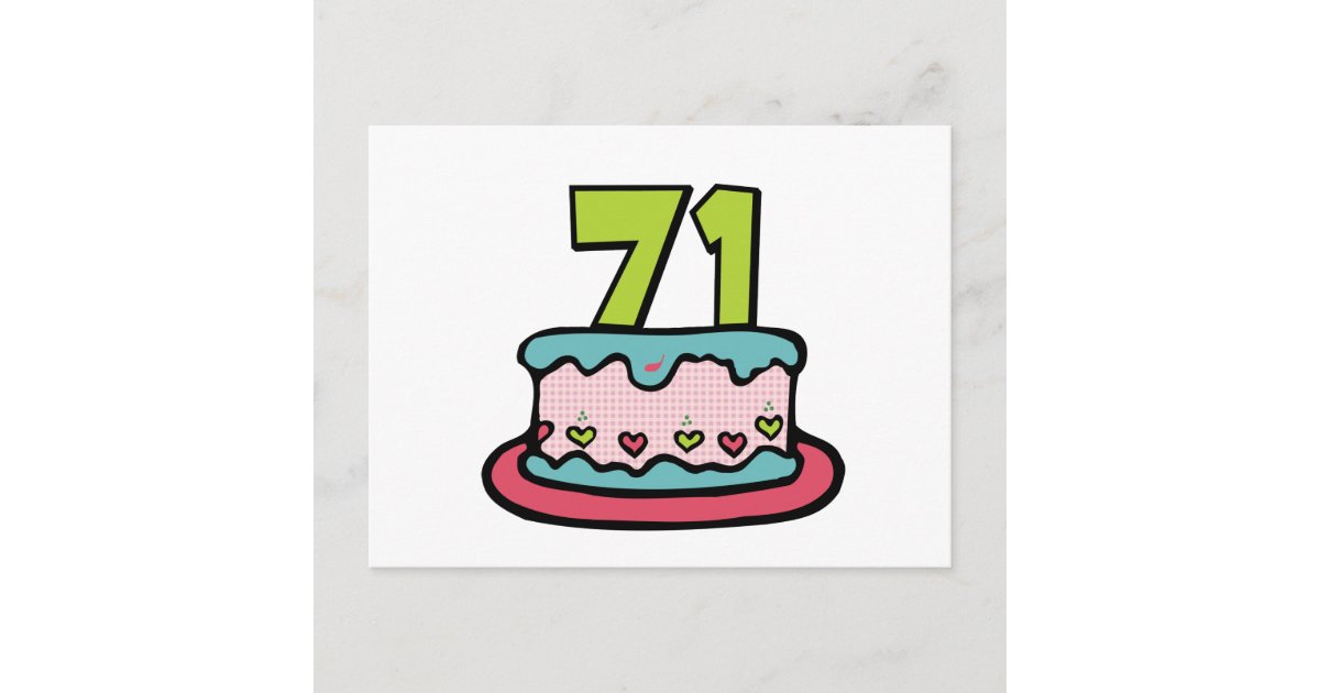 Carte Postale Gateau D Anniversaire De 71 Ans Zazzle Fr