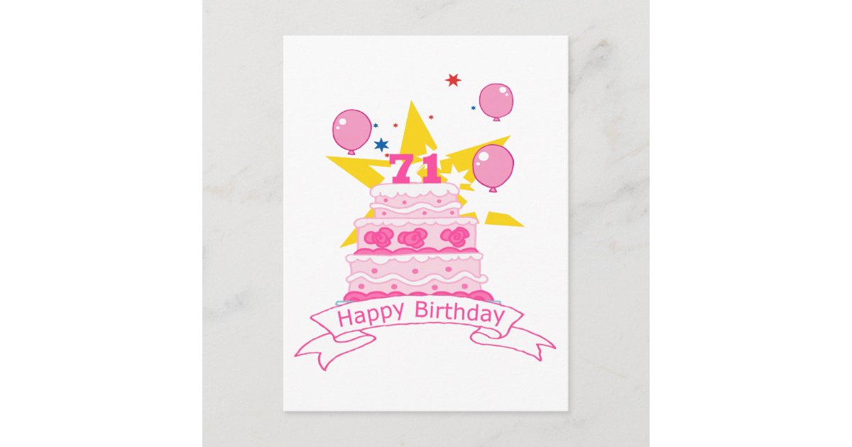 Carte Postale Gateau D Anniversaire De 71 Ans Zazzle Fr