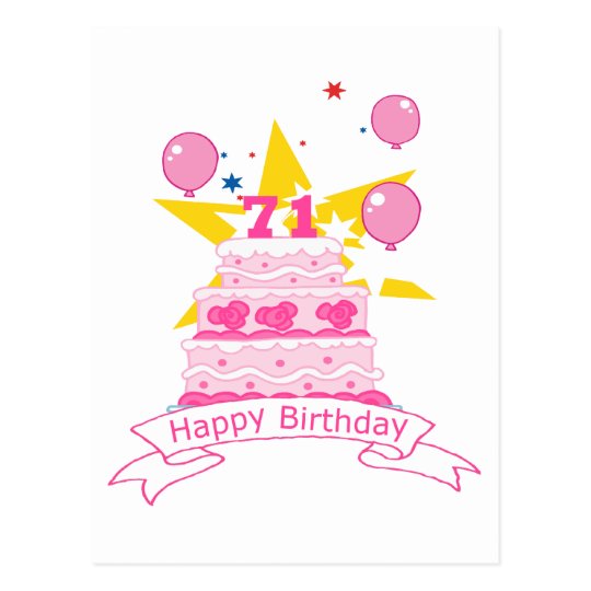 Carte Postale Gateau D Anniversaire De 71 Ans Zazzle Fr