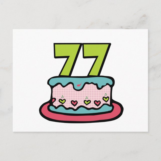 Carte Postale Gâteau d'anniversaire de 77 ans (Devant)