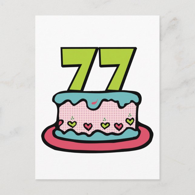 Carte Postale Gâteau d'anniversaire de 77 ans (Devant)