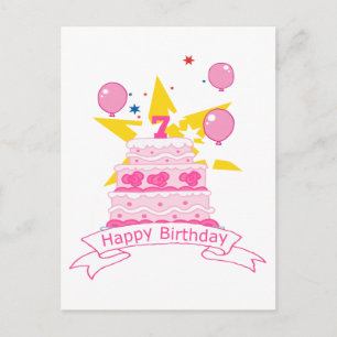 Carte Postale Gâteau d'anniversaire de 7 ans