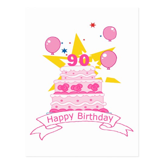 Carte Postale Gateau D Anniversaire De 90 Ans Zazzle Fr