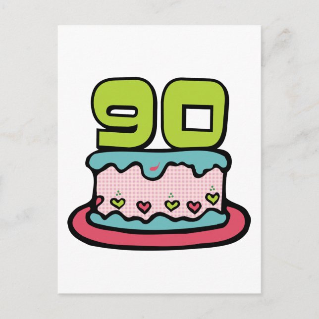 Carte Postale Gâteau d'anniversaire de 90 ans (Devant)