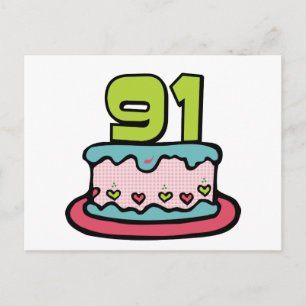 Carte Postale Gâteau d'anniversaire de 91 ans