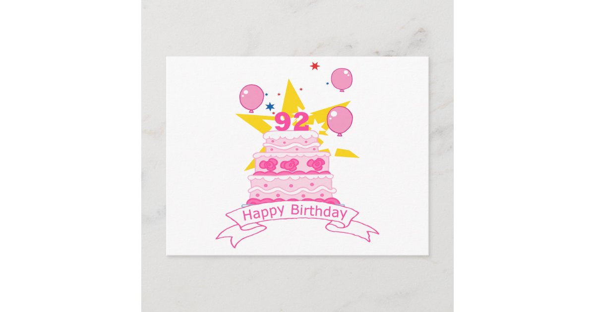 Carte Postale Gateau D Anniversaire De 92 Ans Zazzle Fr