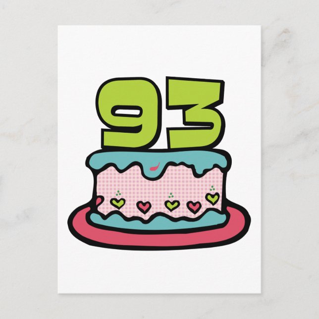 Carte Postale Gâteau d'anniversaire de 93 ans (Devant)