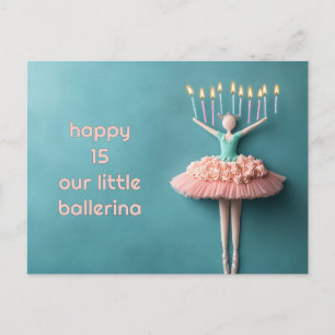 Carte Postale Gâteau d'anniversaire de ballerine rose