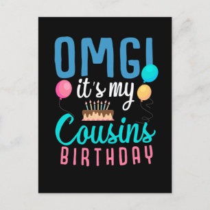 Carte Postale Gâteau d'anniversaire de cousin ballon drôle garço