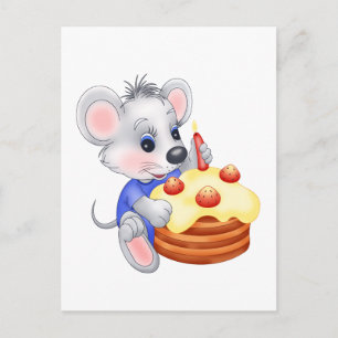Carte Postale gâteau d'anniversaire de la souris