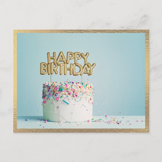 Carte Postale Gâteau d'anniversaire élégant moderne (Devant)