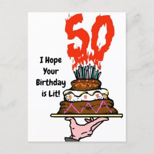 Carte postale : Gâteau d'anniversaire en feu avec 