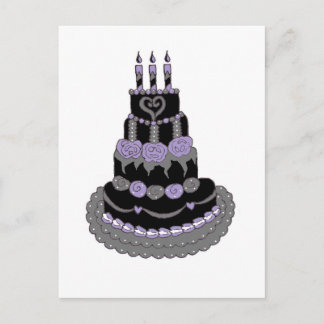 Carte Postale Gâteau d'anniversaire gothique violet