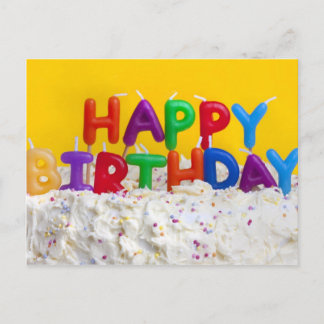 Carte Postale gâteau d'anniversaire heureux avec message