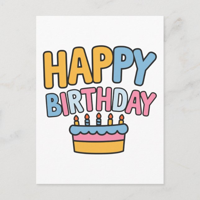 Carte Postale Gâteau d'anniversaire joyeux (Devant)