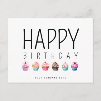 Carte Postale Gâteau d'anniversaire joyeux pour entreprise avec 