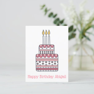 Carte Postale Gâteau d'anniversaire mignon - Anniversaire coloré