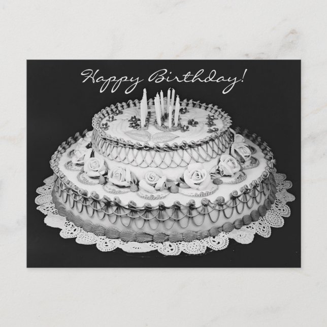 Carte Postale Gâteau d'anniversaire Photographie vintage (Devant)