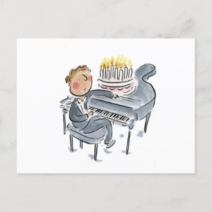 Carte Postale Gâteau d'anniversaire piano