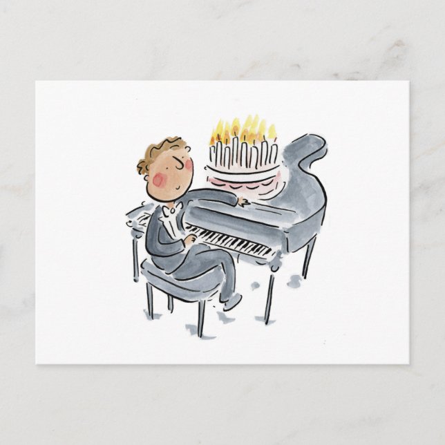 Carte Postale Gâteau d'anniversaire piano (Devant)