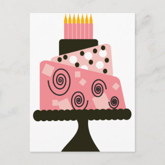 Carte Postale Gâteau d'anniversaire rose